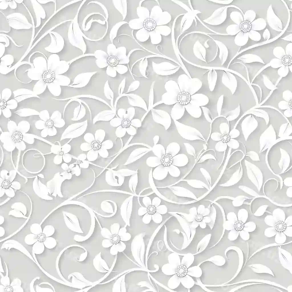 Gulli naqsh oq gullar bilan kulrang fon | Floral pattern with white flowers gray background