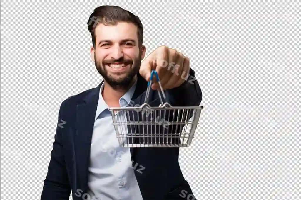 Savatga bilan yosh tadbirkor | Young businessman with shopping cart