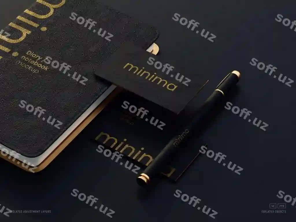 Hasharot brendli qog'ozlar to'plami namunasi biznes kartalari daftari bilan | Luxury branding stationery set mockup with business cards notebook