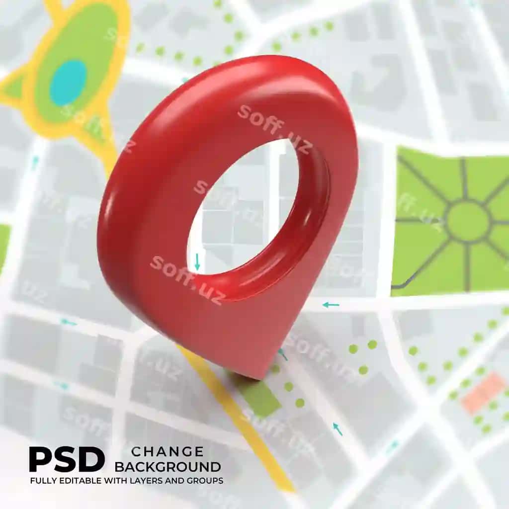 Psd 3D joylashuv belgisi GPS xaritasi | Psd 3d location icon gps map