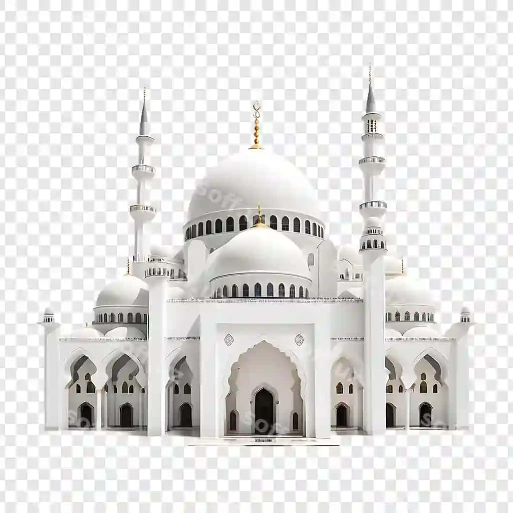 Oq masjid oltin va qora tepa bilan | White mosque with gold top black top