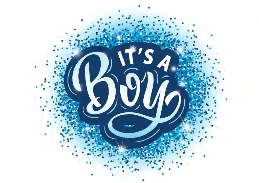 Plakat tug'ilgan bola jinsi bola yozuv fon uchqun dan | Poster birth child gender child inscription background from sparkles