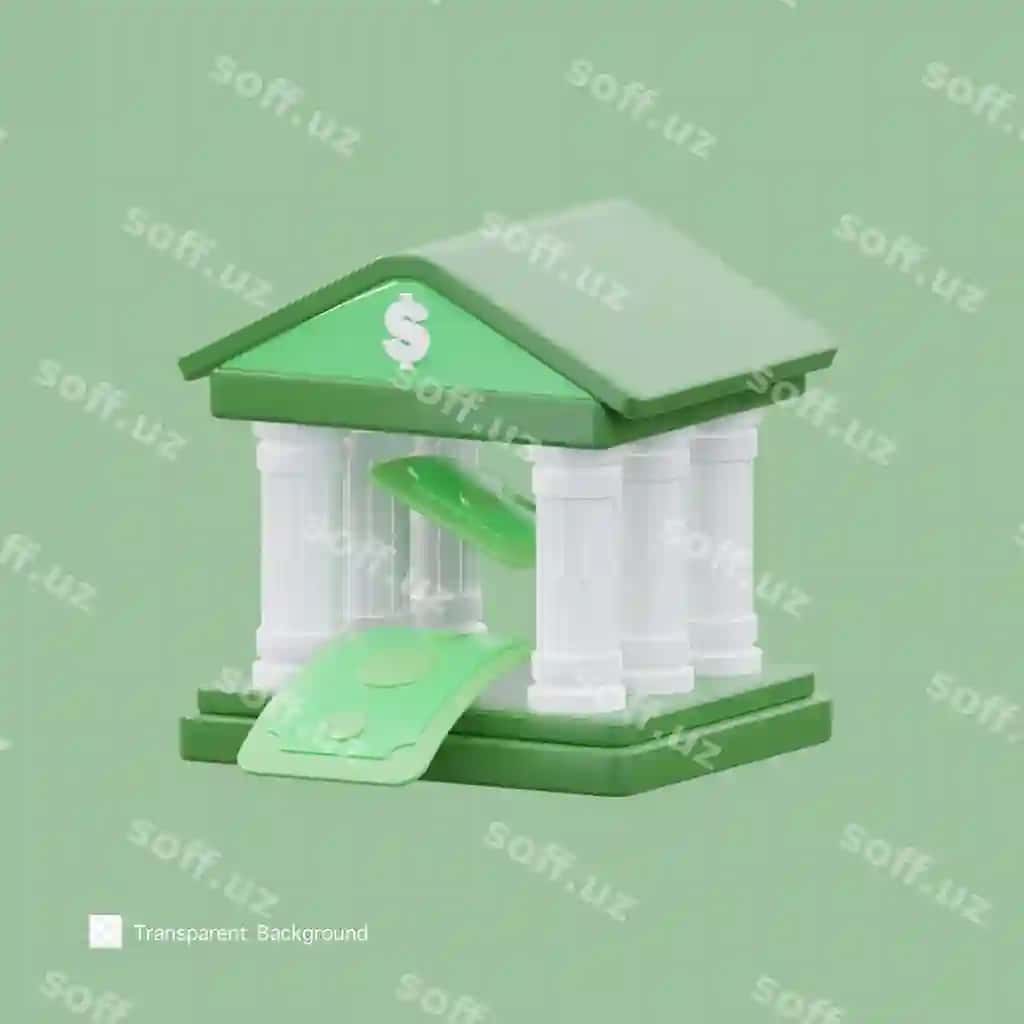 Bank binosi ikonka 3D render illustratsiyasi | Bank building icon 3d rendering illustration