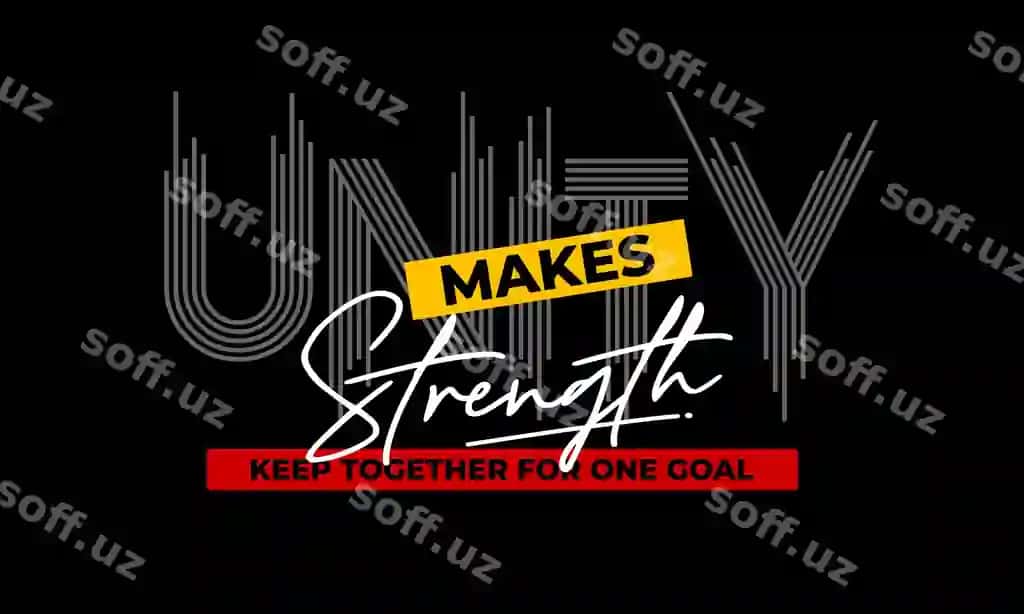 Unity kuchli tipografiya futbolkasini premium vektor qiladi | Unity makes strength typography t shirt premium vector