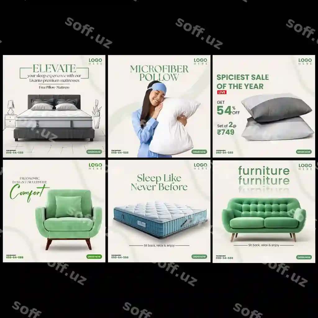 Turli xil mebel to'plami banner 05 | Collection different kinds furniture banner 05