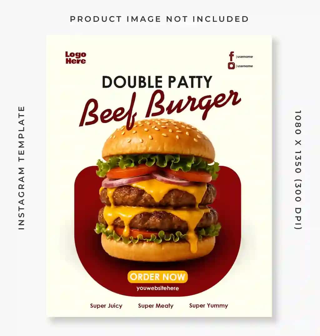 Ikkita pattili go'shtli burger instagram posti | Double patty beef burger instagram post