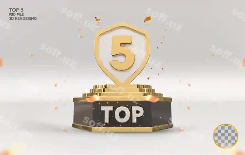 Top 5 eng yaxshi podium mukofoti belgisi oltin 3D render | Top 5 best podium award sign golden 3d rendering