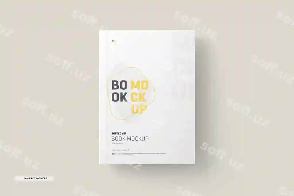 Yumshoq muqova kitob muqovasi namunasi | Softcover book cover mockup