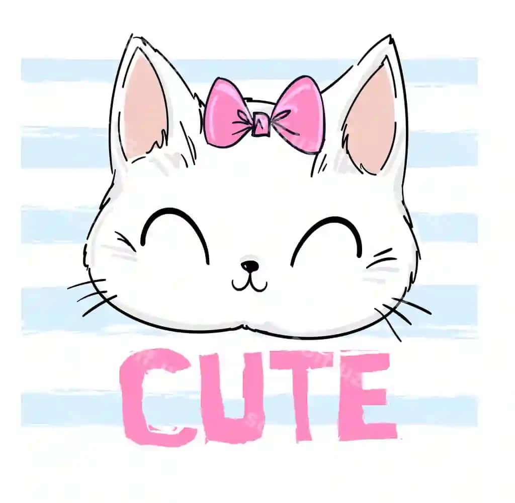 Qo'l bilan chizilgan sevimli mushuk bant | Hand drawn cute cat bow