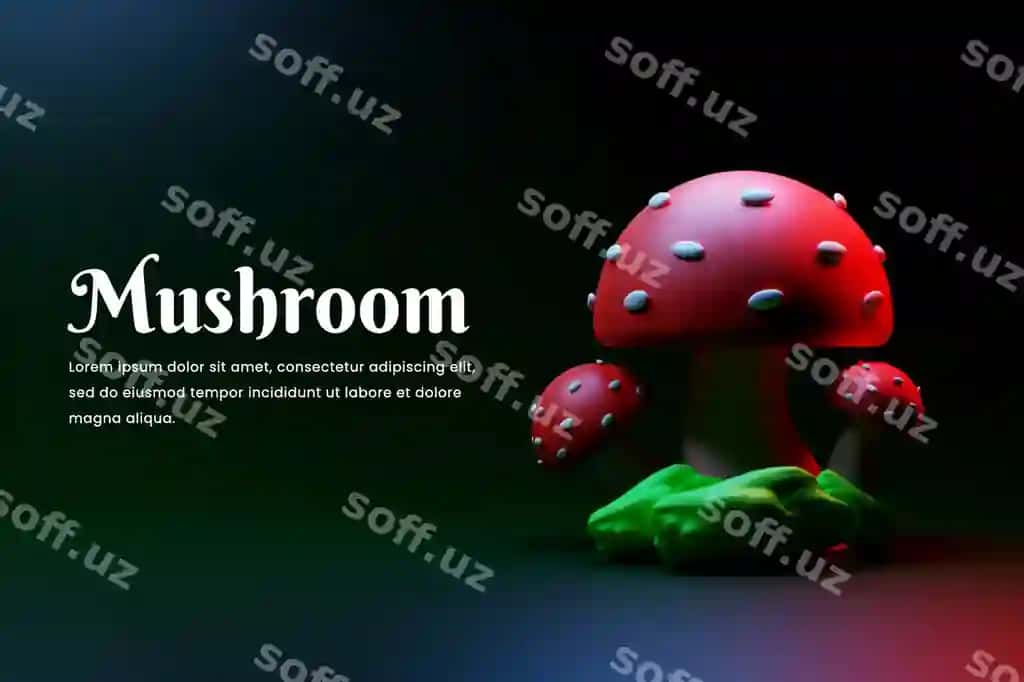 3d render qilish ko'zetma namoyishi 3d qo'zongi baner shabloni | 3d rendering mushroom illustration 3d mushroom banner template