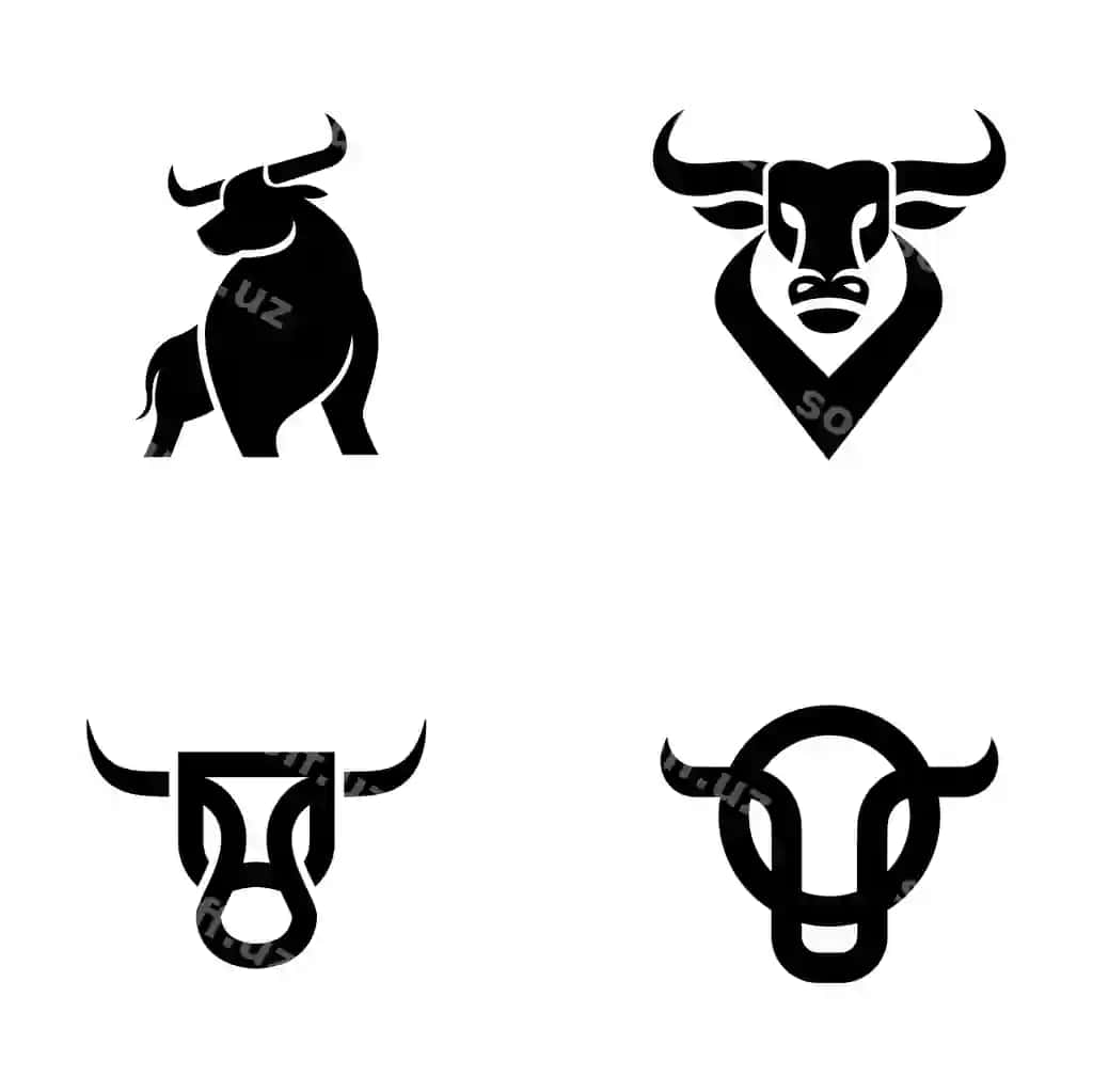 Buzoq qora logo ikonka dizayn illustratsiya shablon | Bull black logo icon design illustration template