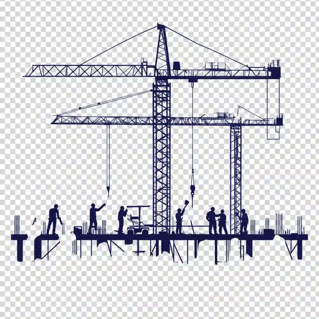Siluet qurilish ishchilari tungi kranlar | Silhouette construction workers cranes night