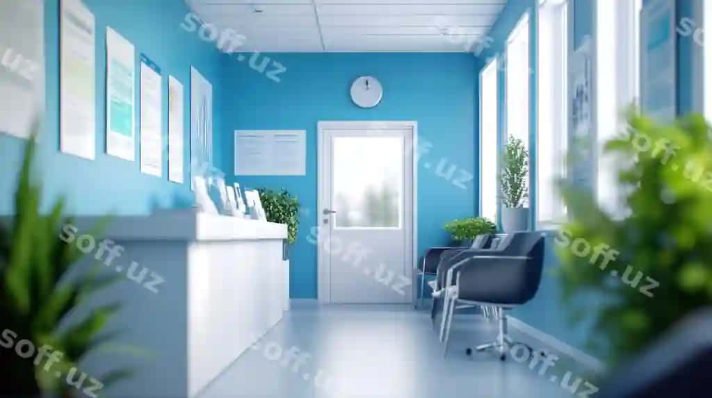 Barqaror tibbiy kabinet kutish joyi | Serene medical office waiting area