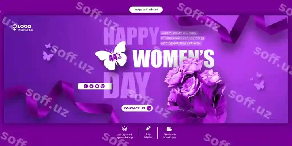 Psd Ayollar kuni uchun Ijtimoiy tarmoqlar varaq shabloni | Psd womens day social media cover template