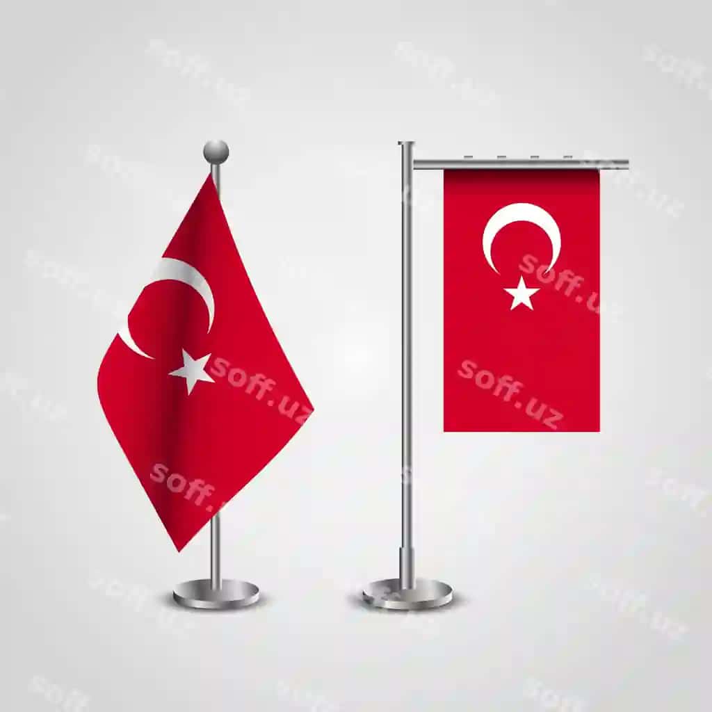 Turkcha bayrogʻi bayroq dizayni vektori bilan | Turkish flag with flag design vctor
