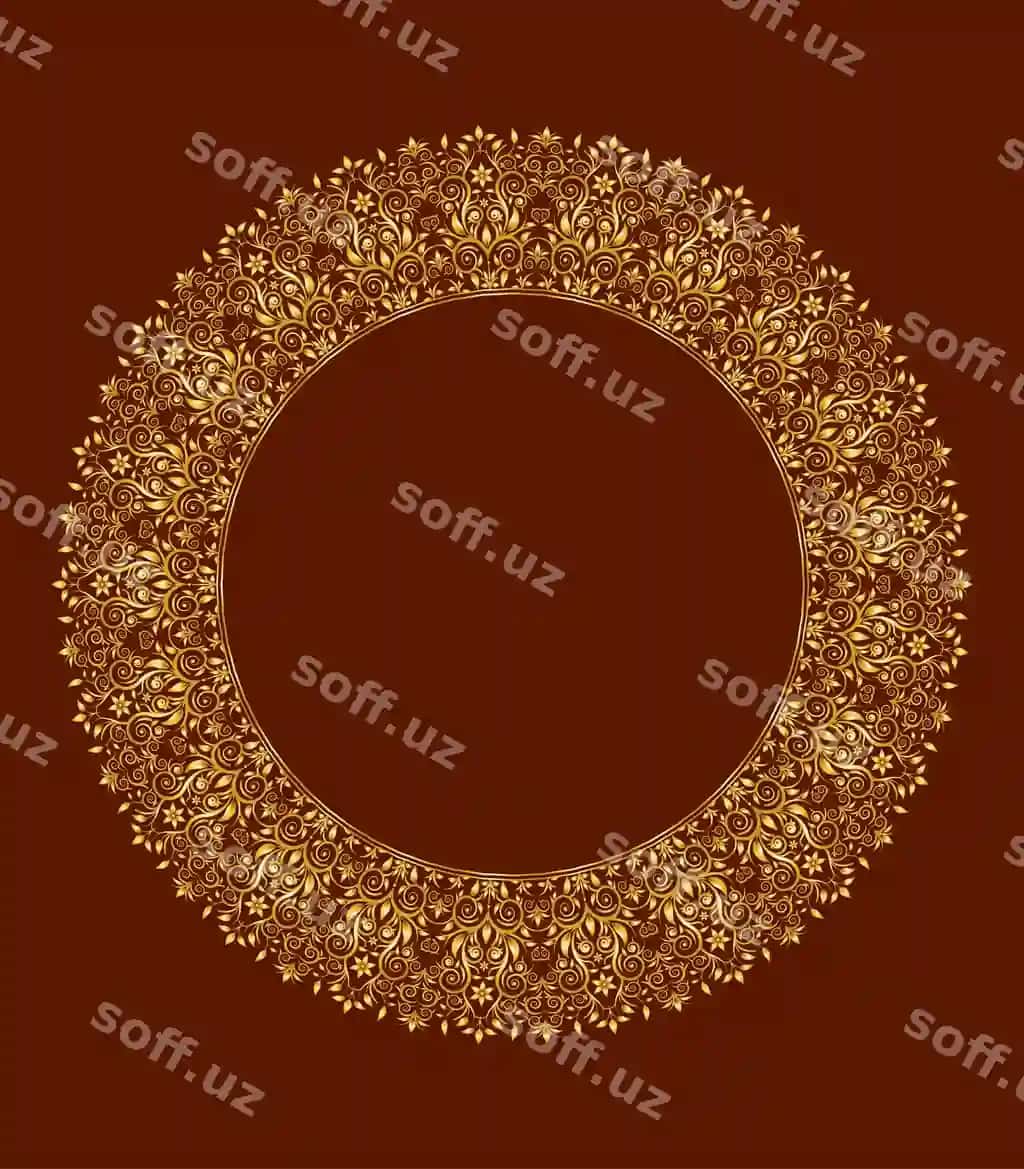 Oltin bezatma doira chegara dizayn vektori to'q qizil | Golden ornamental circle border design vector dark red