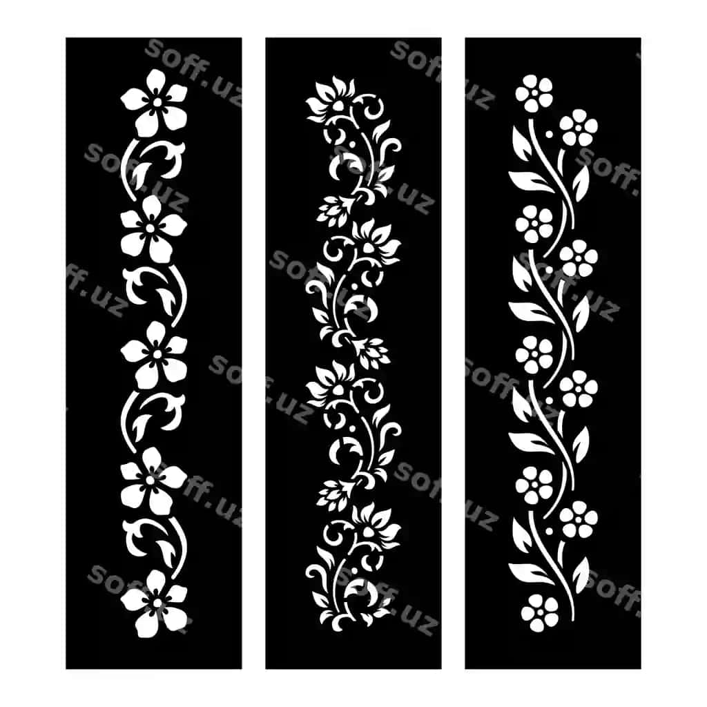 Qora va oq gulli kesilgan fayl | Black white floral cut file