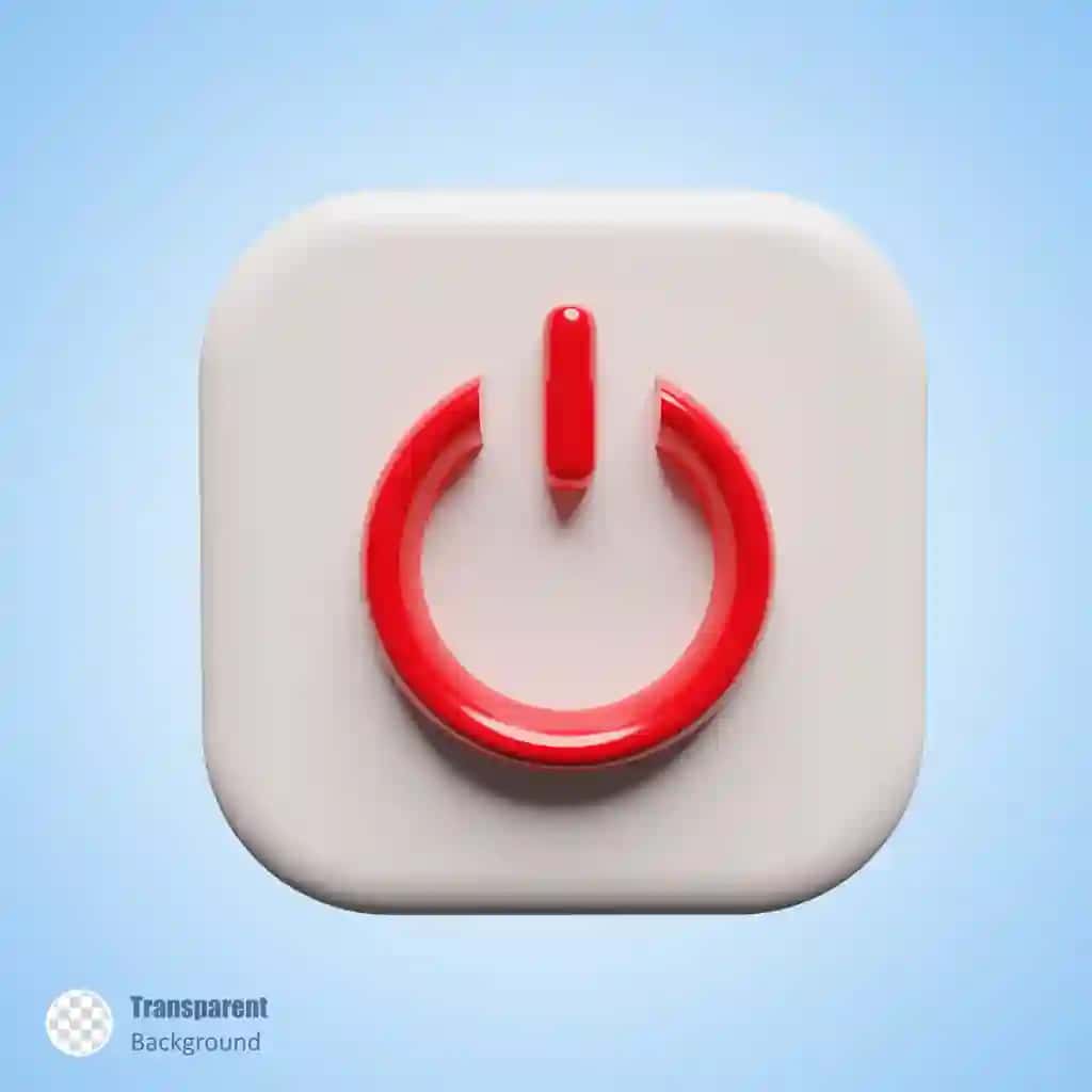 Qizil o'chirish tugmasi belgisi 3D render dizayni | Red turn off button sign 3d render design