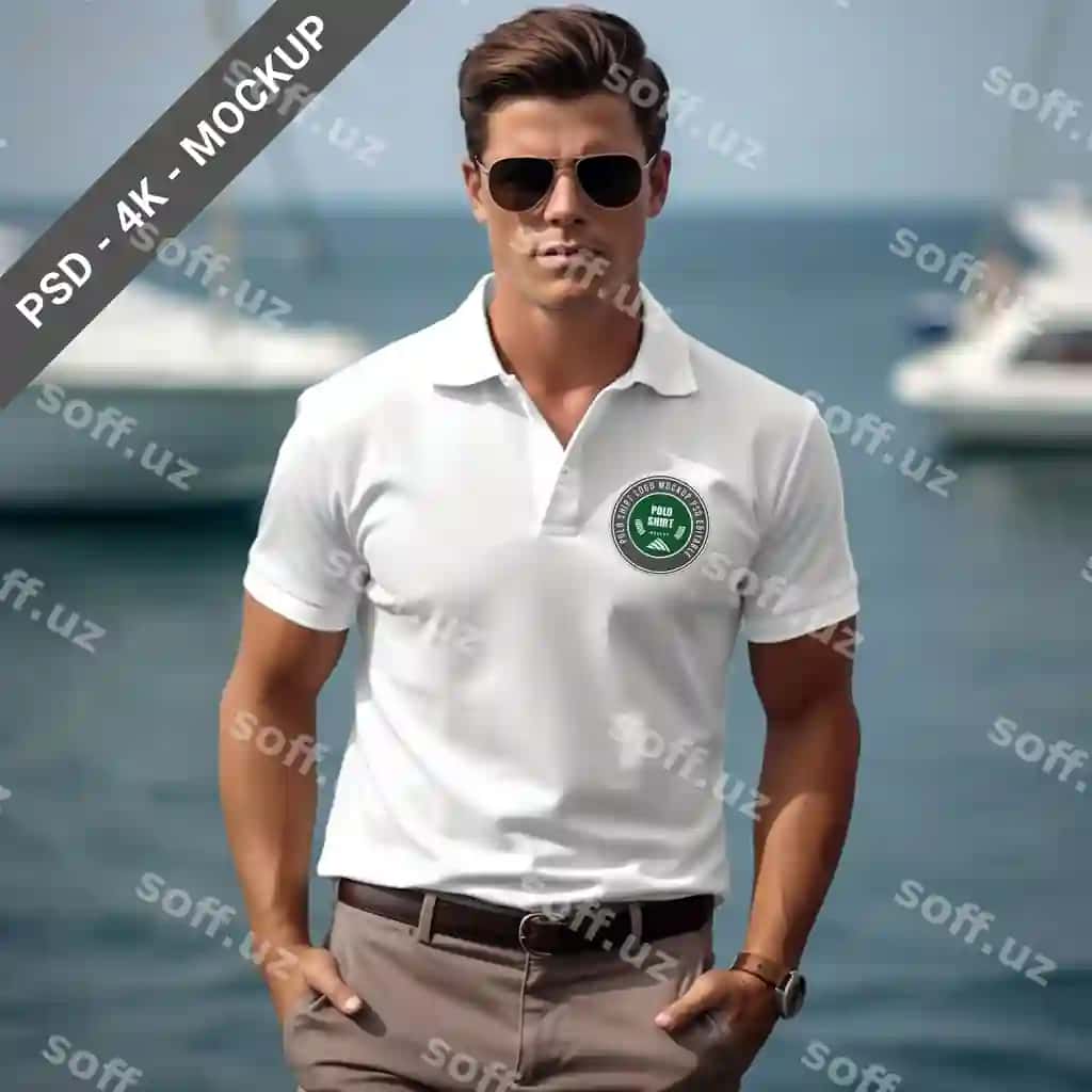 Psd polo futbolkasining maketi | Psd polo shirt mockup