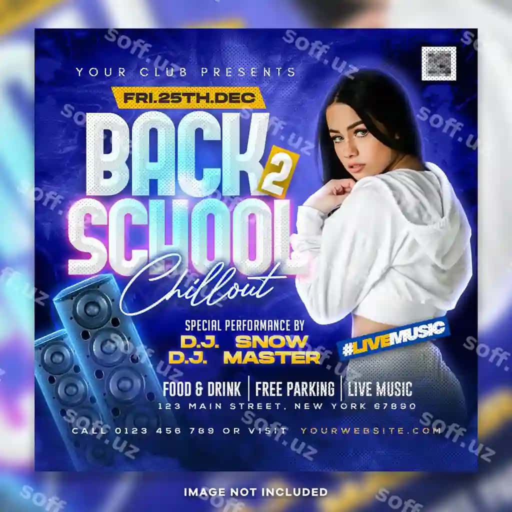 Maktab to'yi Instagram posti PSD | Back school party instagram post psd