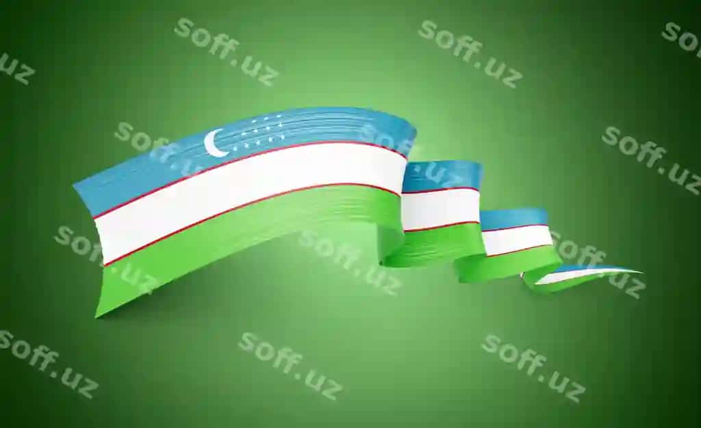 3D bayroq O'zbekiston 3D yaltiroq to'lqinli bayroq lentasi izolyatsiyalangan yashil fon 3D illyustratsiyasi | 3d flag uzbekistan 3d shiny waving flag ribbon isolated green background 3d illustration