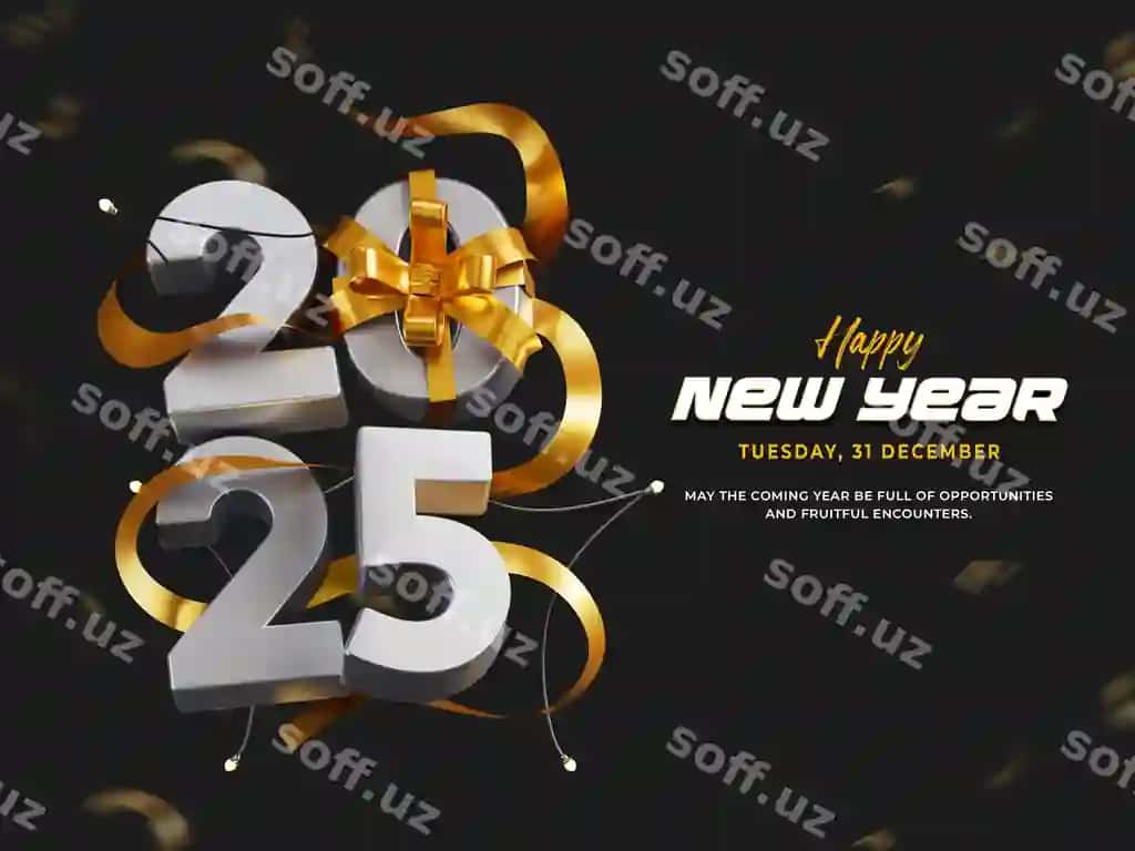 Baxromiy yil 2025 3 o'lchovli baner dizayn shabloni | Happy new year 2025 3d banner design template