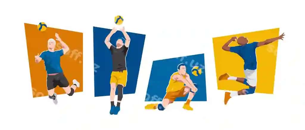 Erkaklar voleyball o'yinchilari guruh voleyball sportchilari ajralangan oq fonda | Set male volleyball players volleyball athlete isolated white background