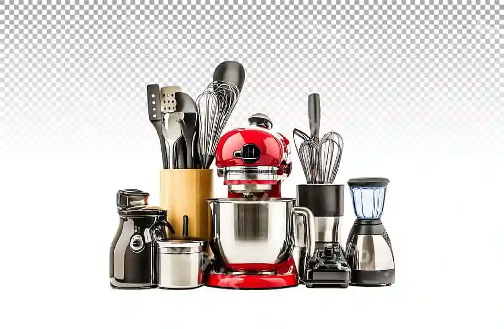 Rangli yig'ish oshxona anjomlari shaffof izolyatsiya qilingan | Colorful collection kitchen appliances utensils isolated transparent