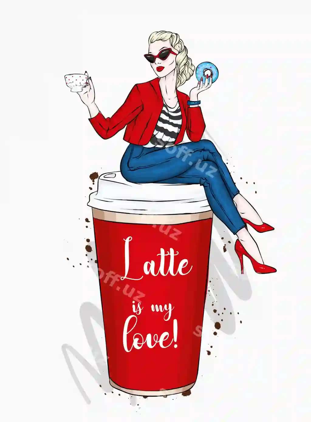 Go'zal qiz moda kiyimlar stakan kofe | Beautiful girl stylish clothes glass coffee