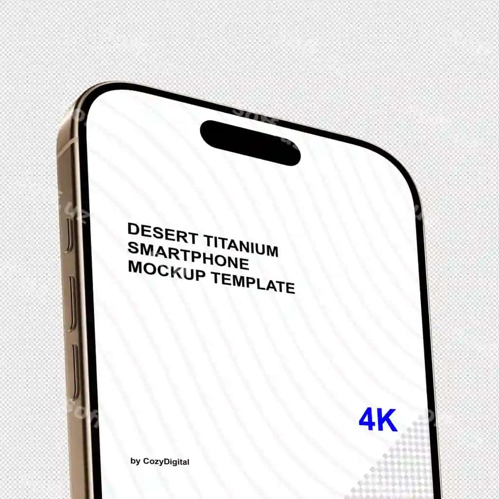Fonsiz cho'l titanium iphone 16 pro maketi shablonlari | Desert titanium iphone 16 pro mockup template without background