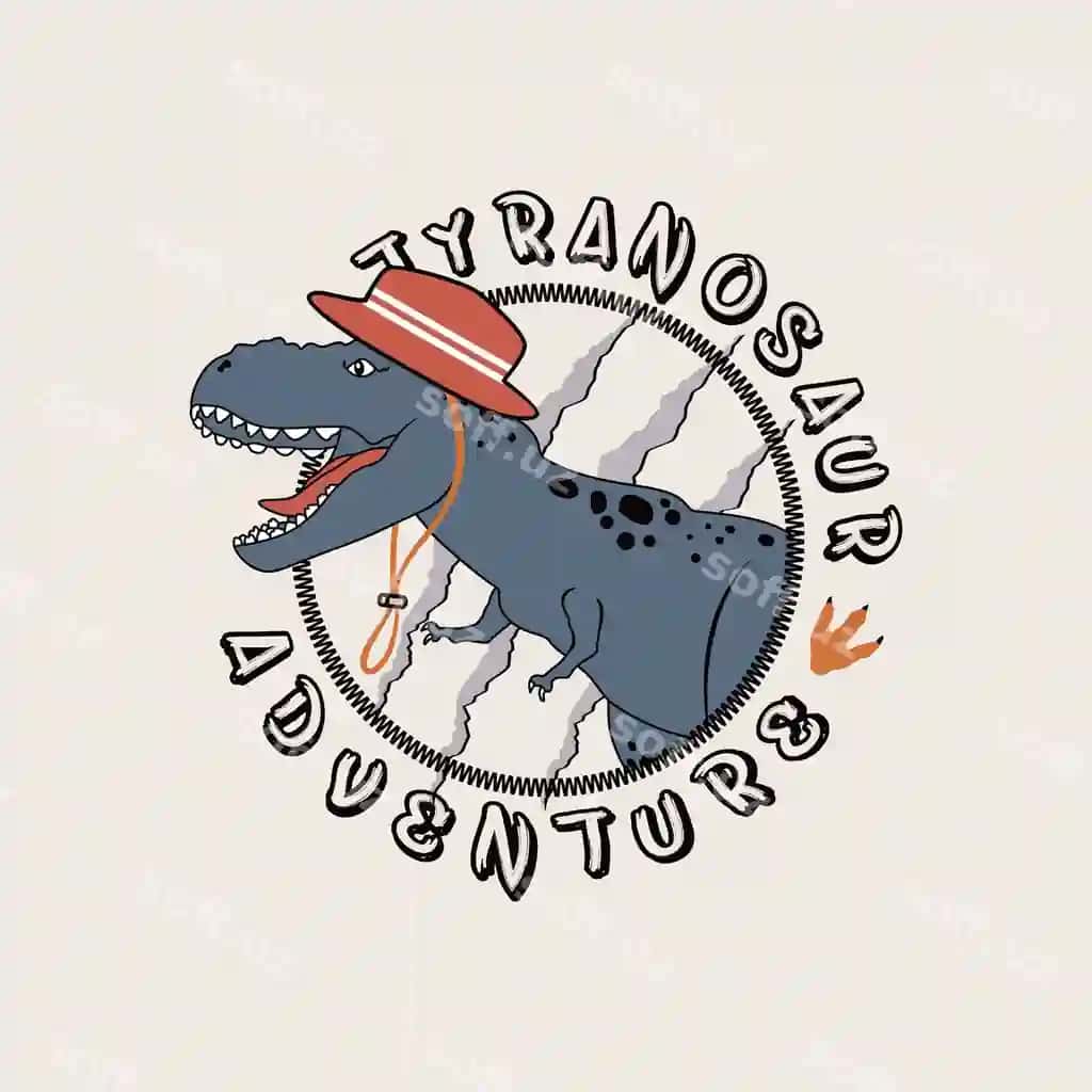 Vektor illustratsiyasi T rex kiygan dinozavru retro poyezr vektori | Vector illustration dinosaur wearing t rex with retro poster vector