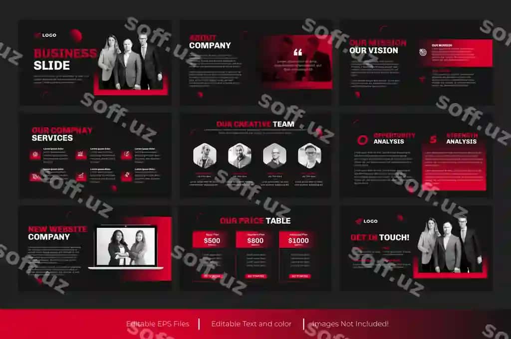 Qizil bizznes PowerPoint taqdimot shabloni | Business powerpoint presentation template red business presentation