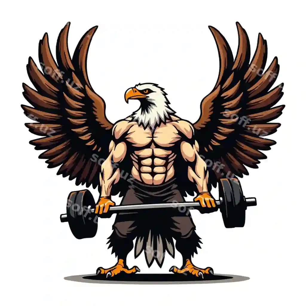 Buzmuncha aytgan barbell bilan illustratsiya | Illustration eagle with barbell that says bald eagle