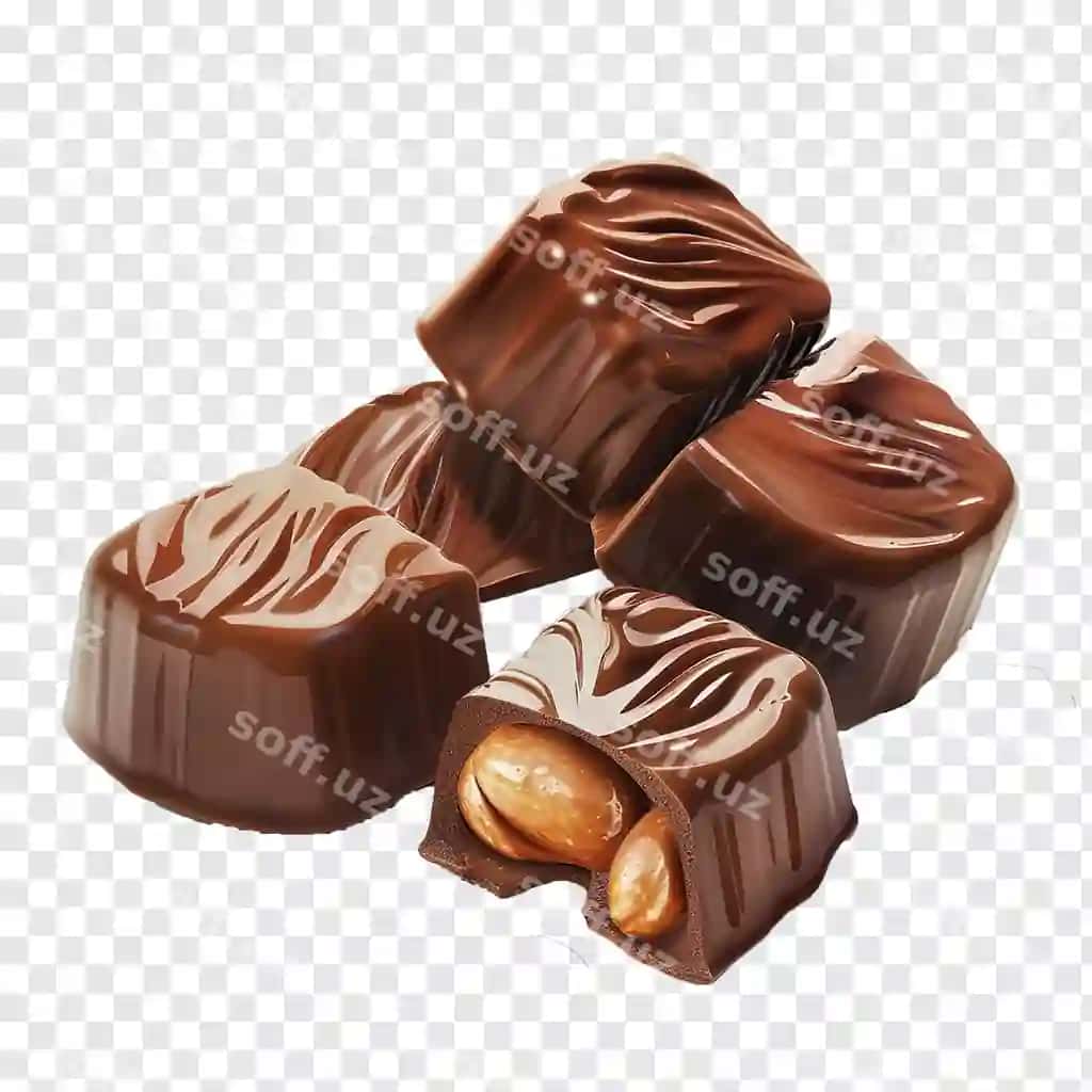 Misharli qora shokolad blok shaffof fonda ajraltirilgan | Delicious dark chocolate bar isolated transparent background
