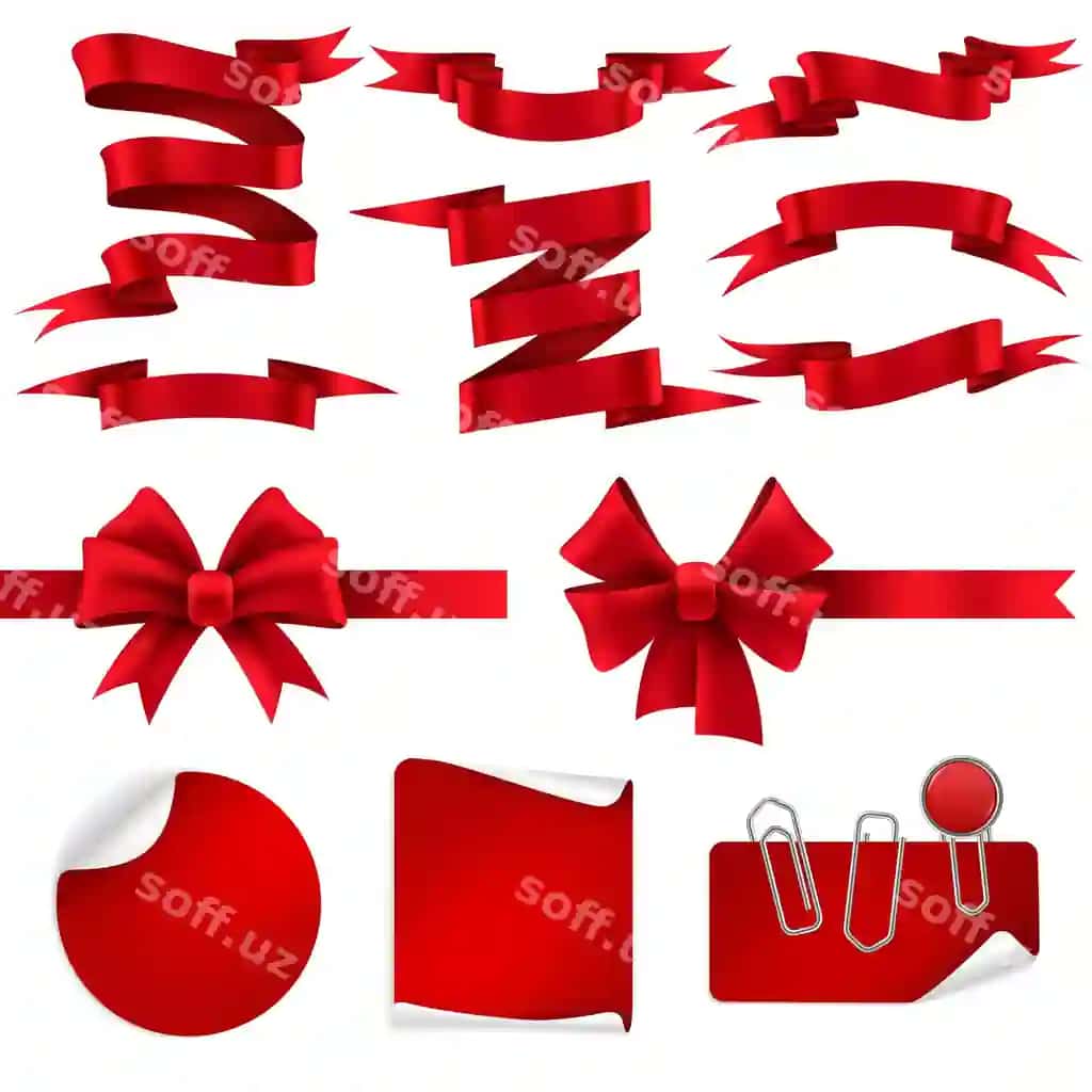 Qizil lenta sovg'a qadoqlari ipak dekorativ parlaydigan lenta baynerlar etiketka stiker | Red ribbon gift bows silk decorative shiny tape banners label sticker