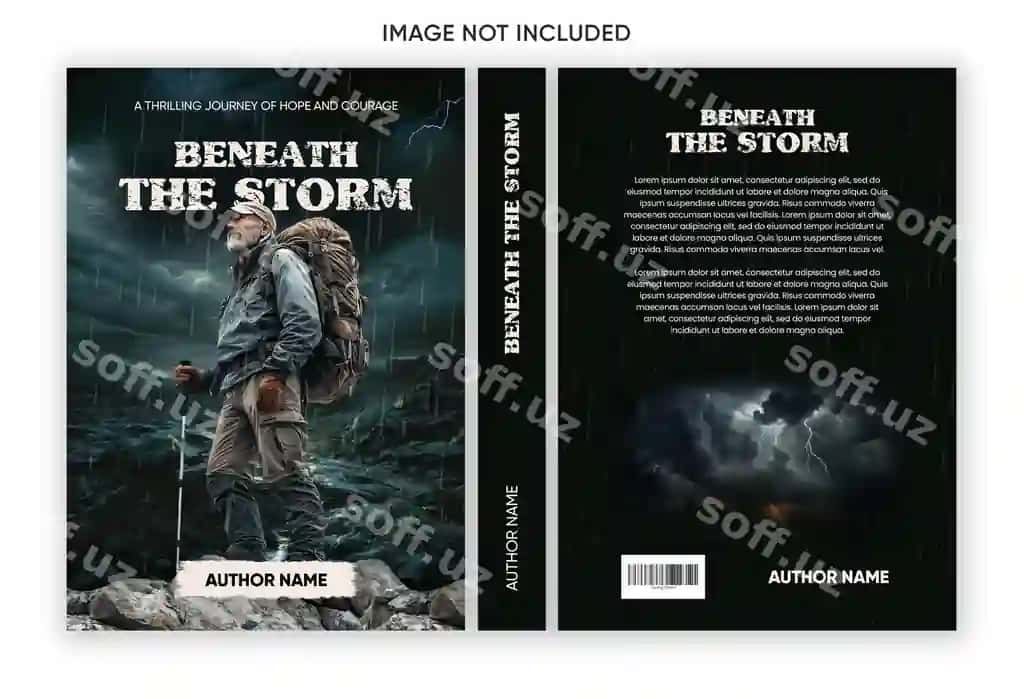 Bo'ron ostidagi kitob qopqog'i shablonini tahrirlash mumkin | Book cover beneath storm template editable format