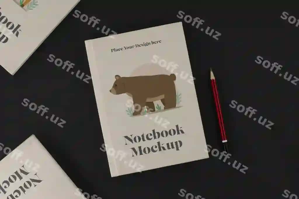 Yuqori ko'rinishdagi etiketkali daftar namunasi | Top view label notebook mockup