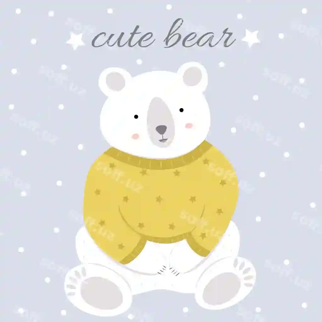 Sevimli qora ayiq matnli illustratsiya | Illustration with cute polar bear text