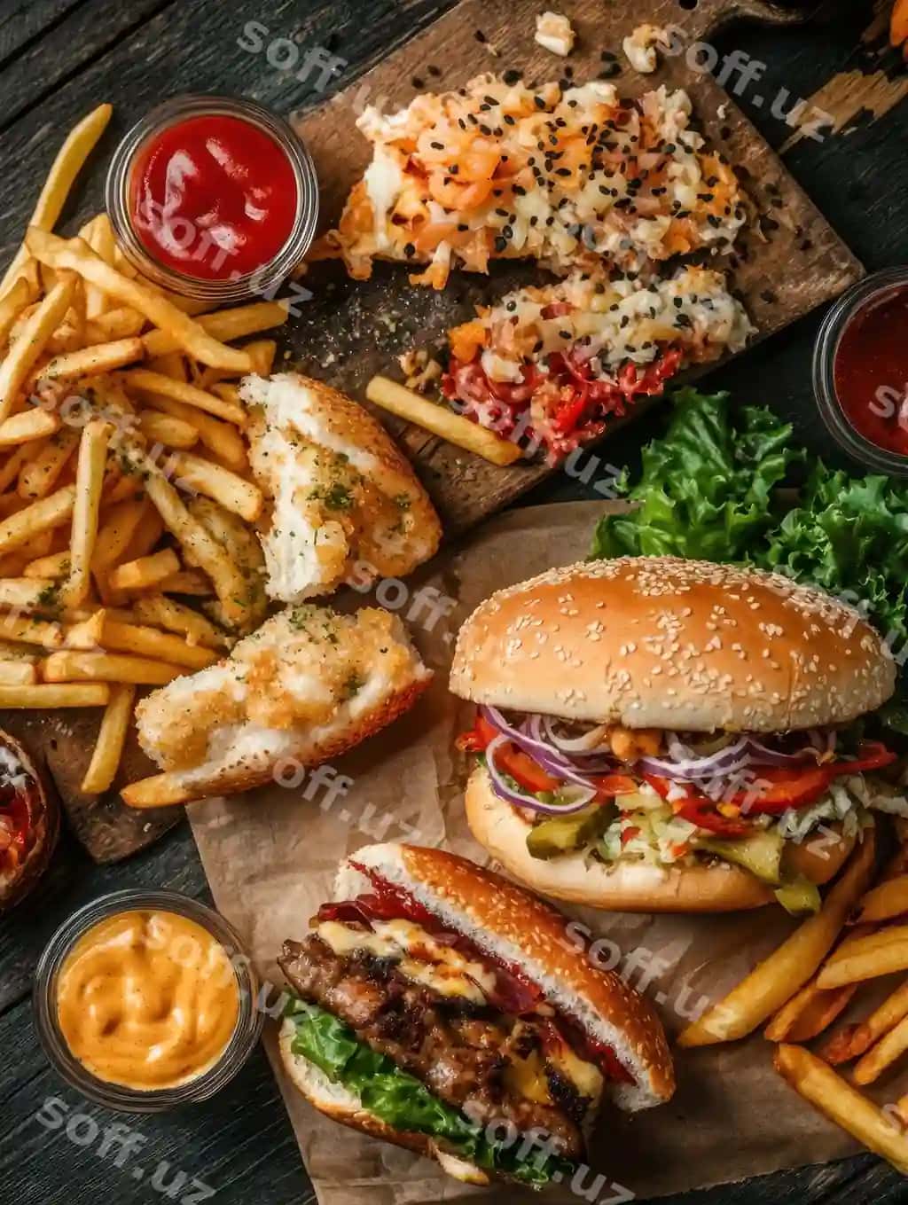 Tez ovqat menyusi turli xil narxlar bilan | Fast food menu with various options prices