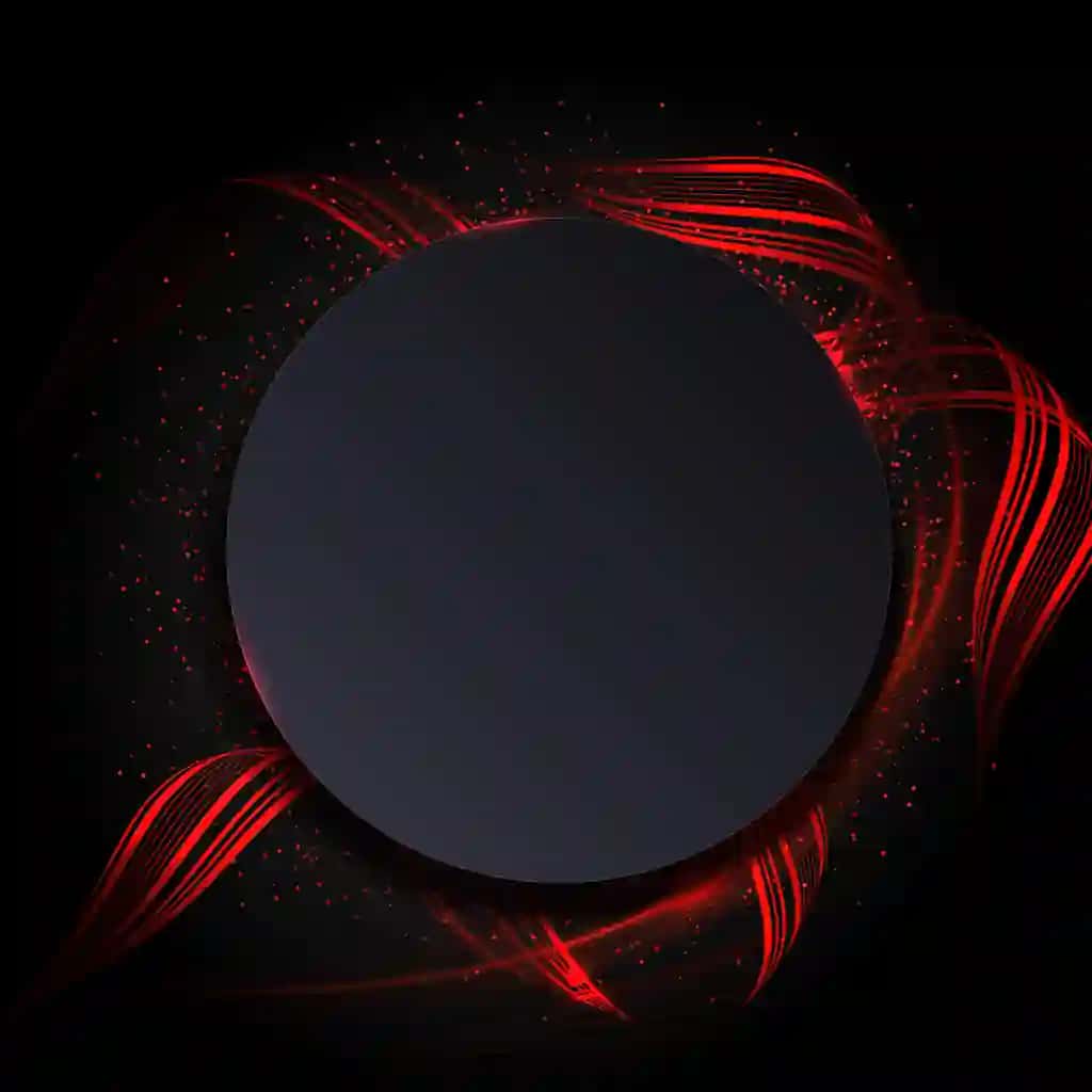 Qizil to'lqinli dumaloq ramka qora fon | Round frame black background with red waves