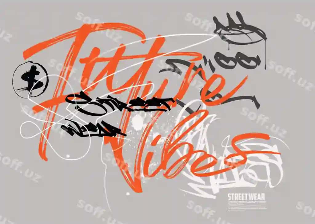 Kelajakdagi viblar ko'cha kiyimlari tipografiyasi | Future vibes streetwear typography