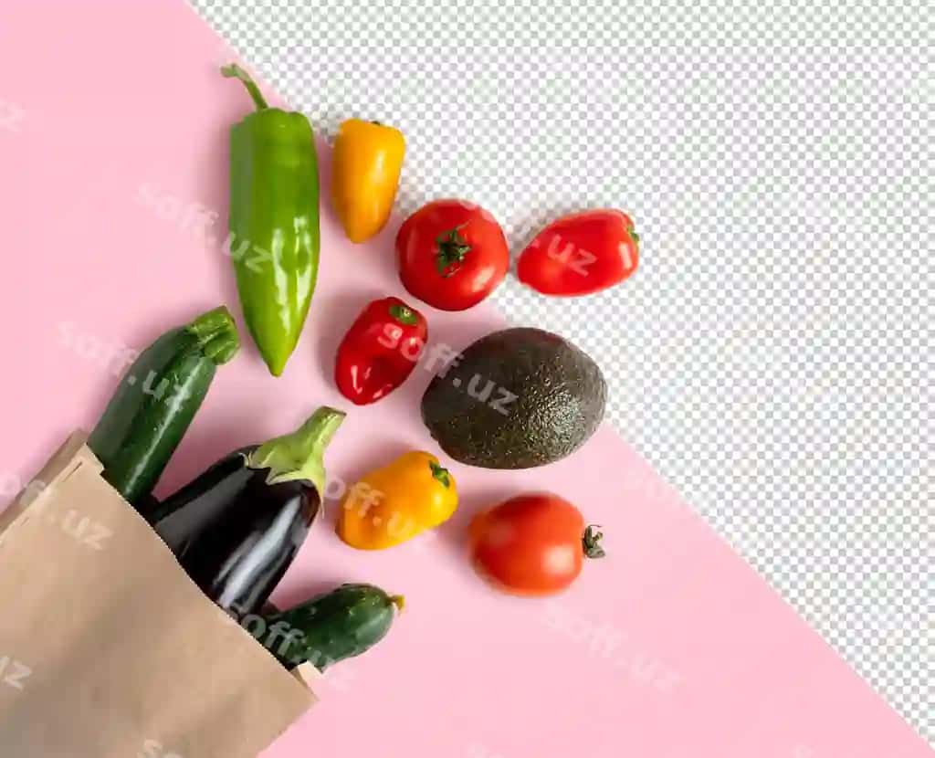 Yangi sabzi namunasi qayta ishlatiladigan poʻsha | Fresh vegetable mockup recyclable bag
