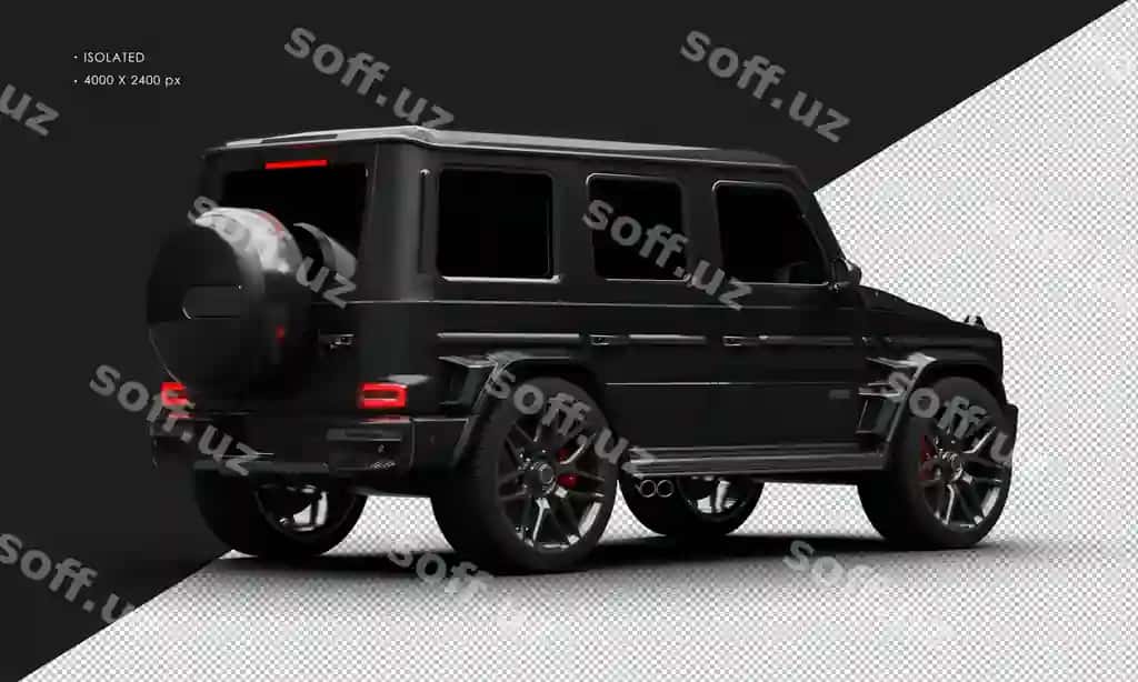 Ajralgan realistik metalik qora ikkalta turbo to'rt g'ildirakli haydovchi luks | Isolated realistic metallic black twin turbo four wheel drive luxury