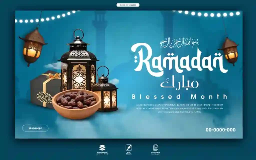 Ijodiy Ramazon tadbiri targ'ibot banneri bepul psd | Creative ramadan event promotion banner free psd