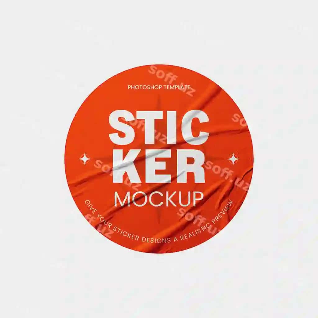 Yumaloq stiker mokapi PSD | Round sticker mockup psd