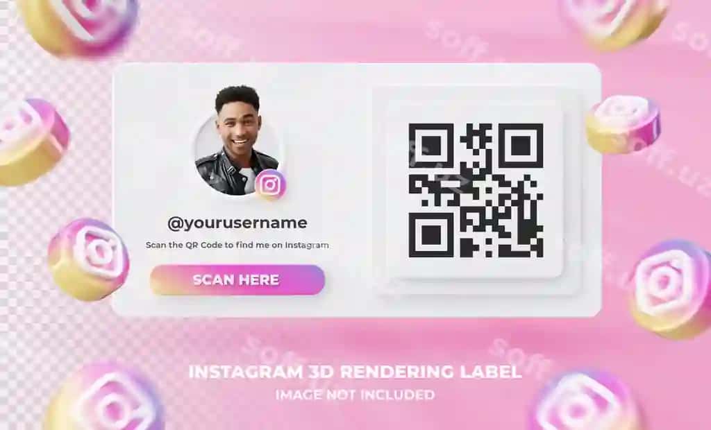 Banner ikon profil Instagram 3d rendering belgi ajraltirilgan | Banner icon profile instagram 3d rendering label isolated