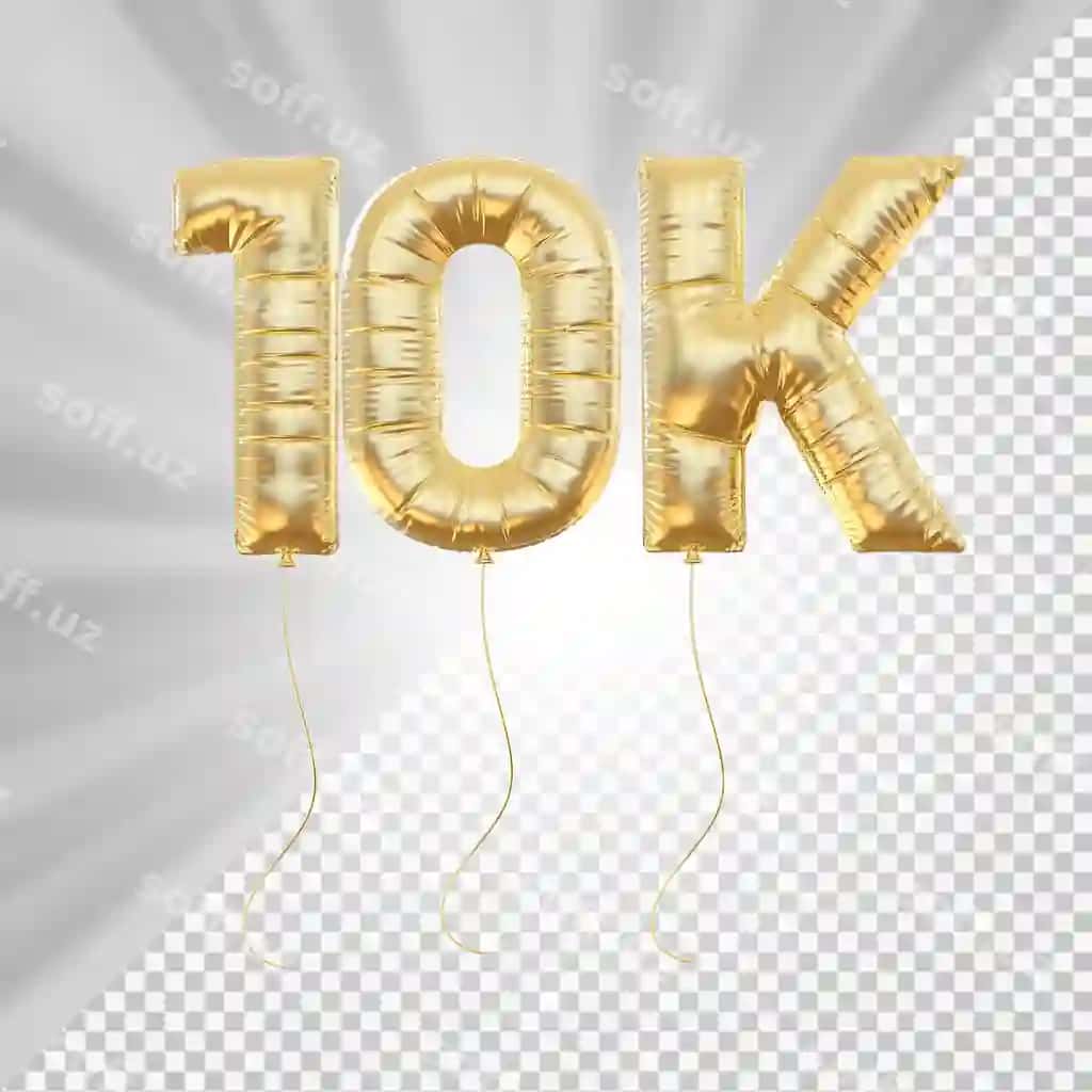 10k obunachi oltin sharqillar raqam 3D | 10k follower gold balloons number 3d