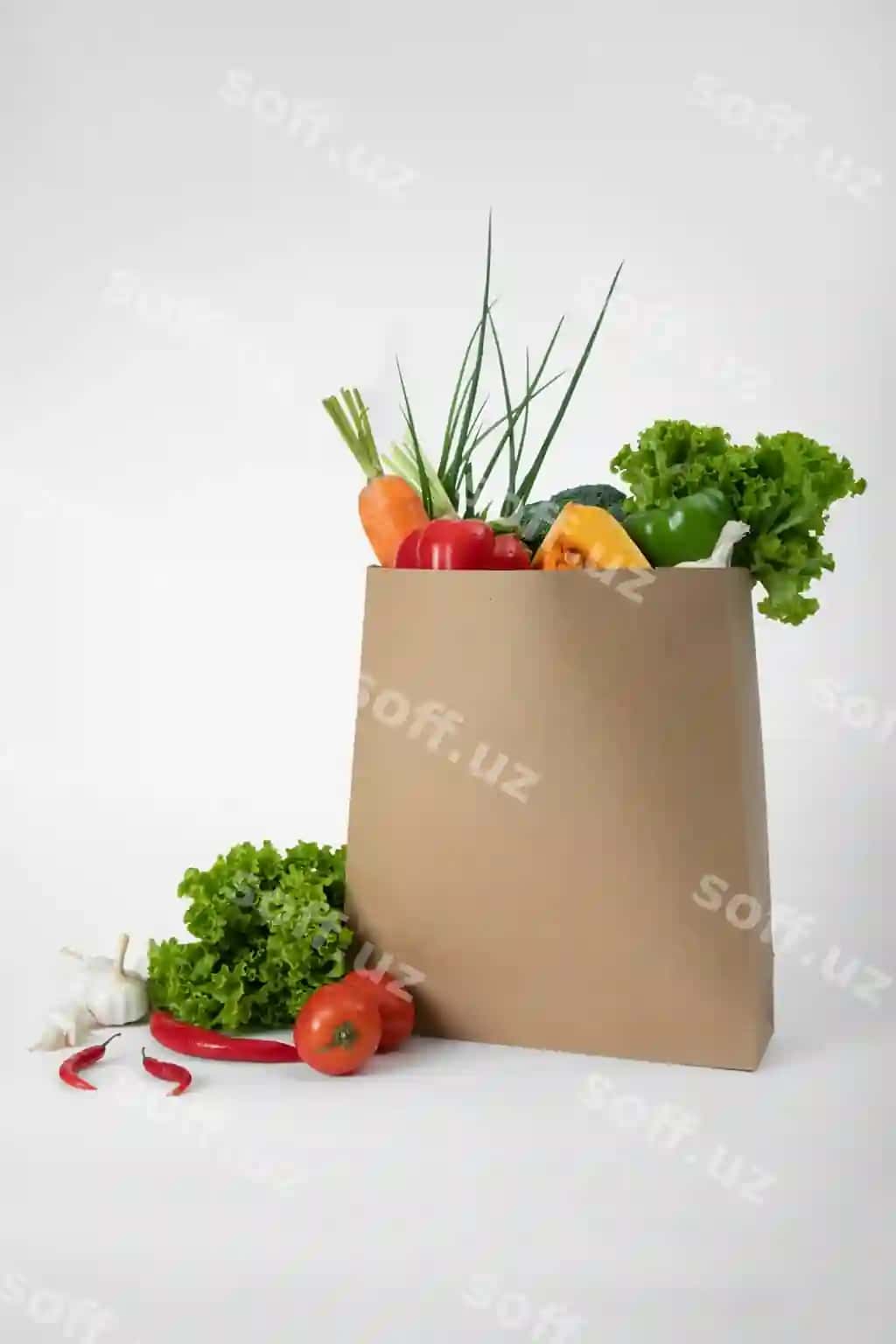 Ekologik do'st katta hajmli qog'oz po'shata namunasi | Eco friendly bulk paper bag mock up