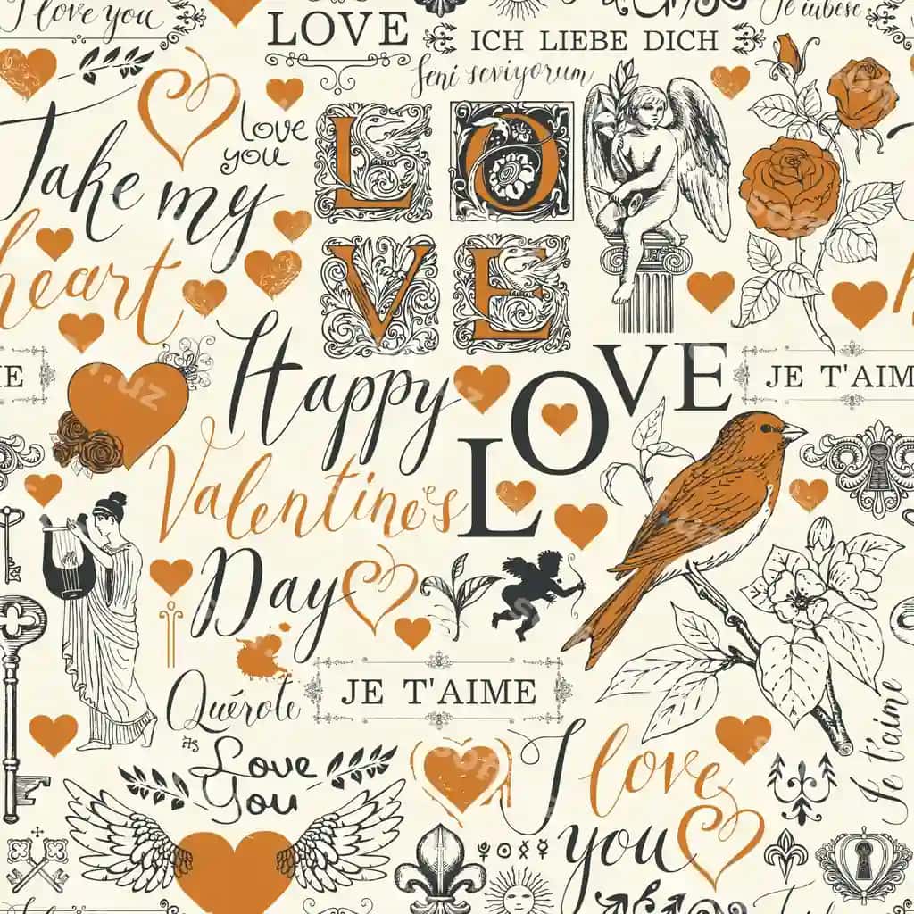 Beshimsiz naqsh muhabbat mavzusi | Seamless pattern theme love