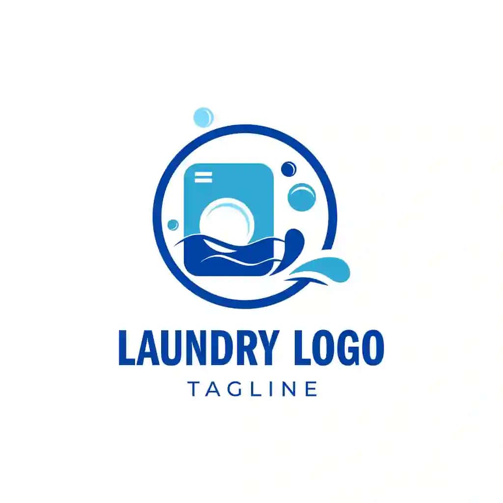 Moviy kir yuvish mashinasi logotipi mos tozalash biznesi | Blue laundry washing machine logo suitable cleaning business